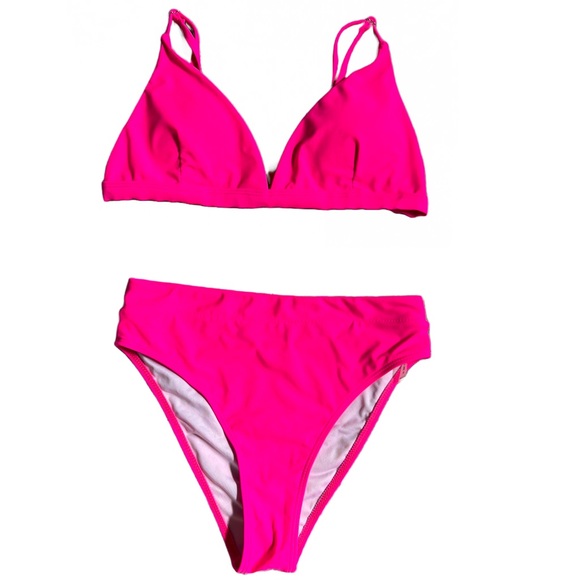 SUUKSESS HOT PINK HIGH WAISTED CHEEKY TRIANGLE BIKINI SIZE SMALL - Picture 3 of 11